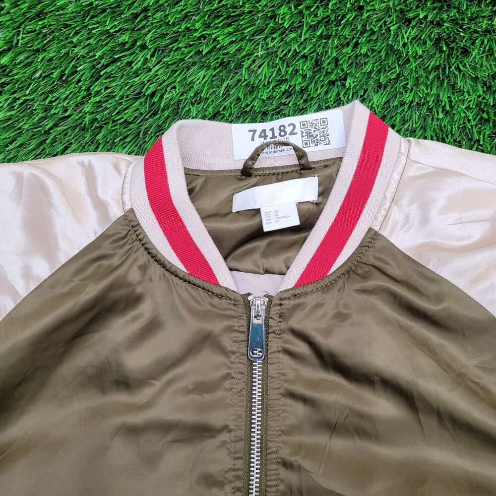 Phoenix Bomber Jacket M/L 21x21 Taupe Boxy Colorblock - Picture 9 of 13